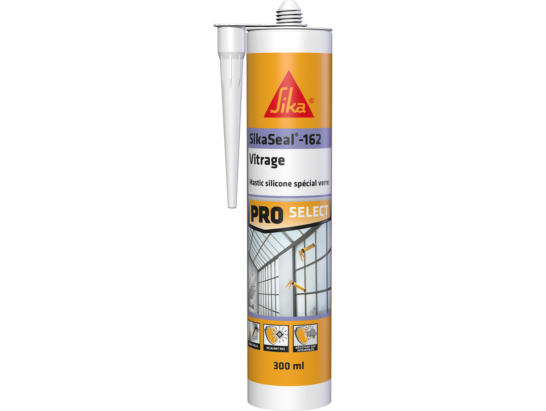 Mastic silicone spécial vitrage SIKA Sikaseal 162 blanc 300ml